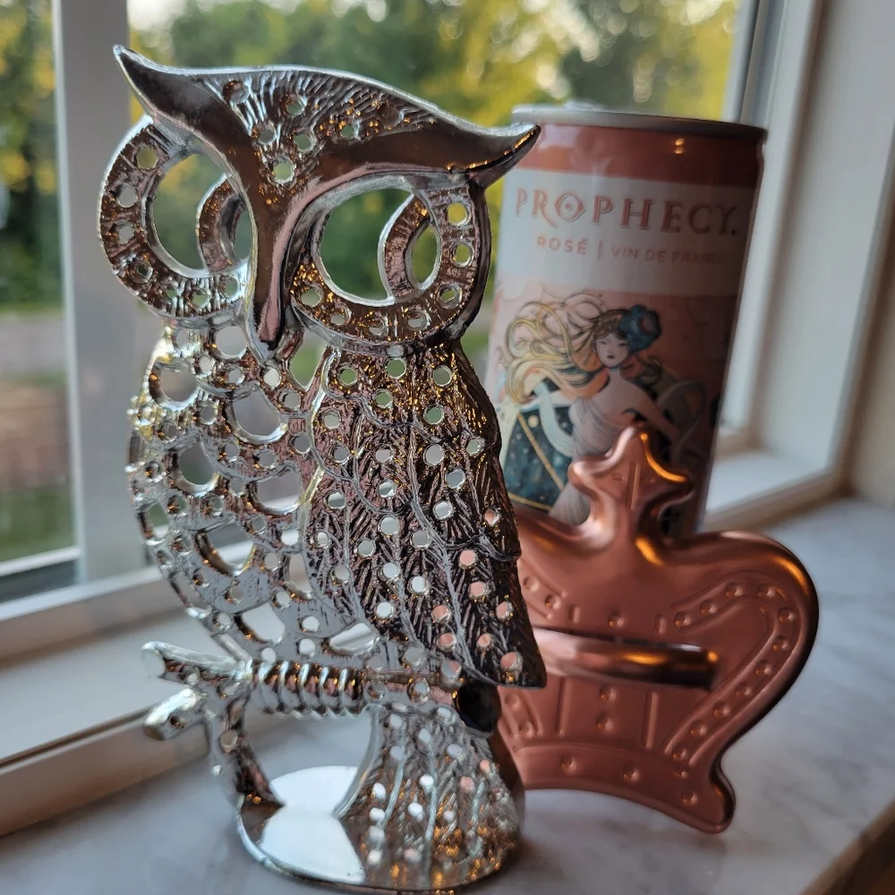 Torino Owl Pierced Earring Holder ~ Silver-tone ~ Vintage? ~ Retro ~ 1970s Vibe
